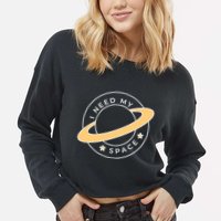 I Need My Space Planet Cropped Pullover Crew