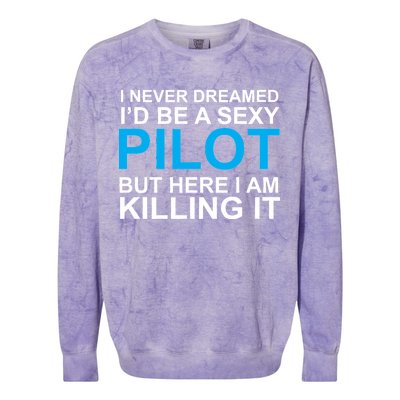 I Never Dreamed I'd Be A Sexy Pilot Colorblast Crewneck Sweatshirt