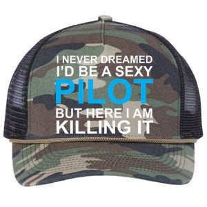 I Never Dreamed I'd Be A Sexy Pilot Retro Rope Trucker Hat Cap