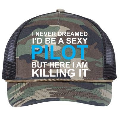 I Never Dreamed I'd Be A Sexy Pilot Retro Rope Trucker Hat Cap