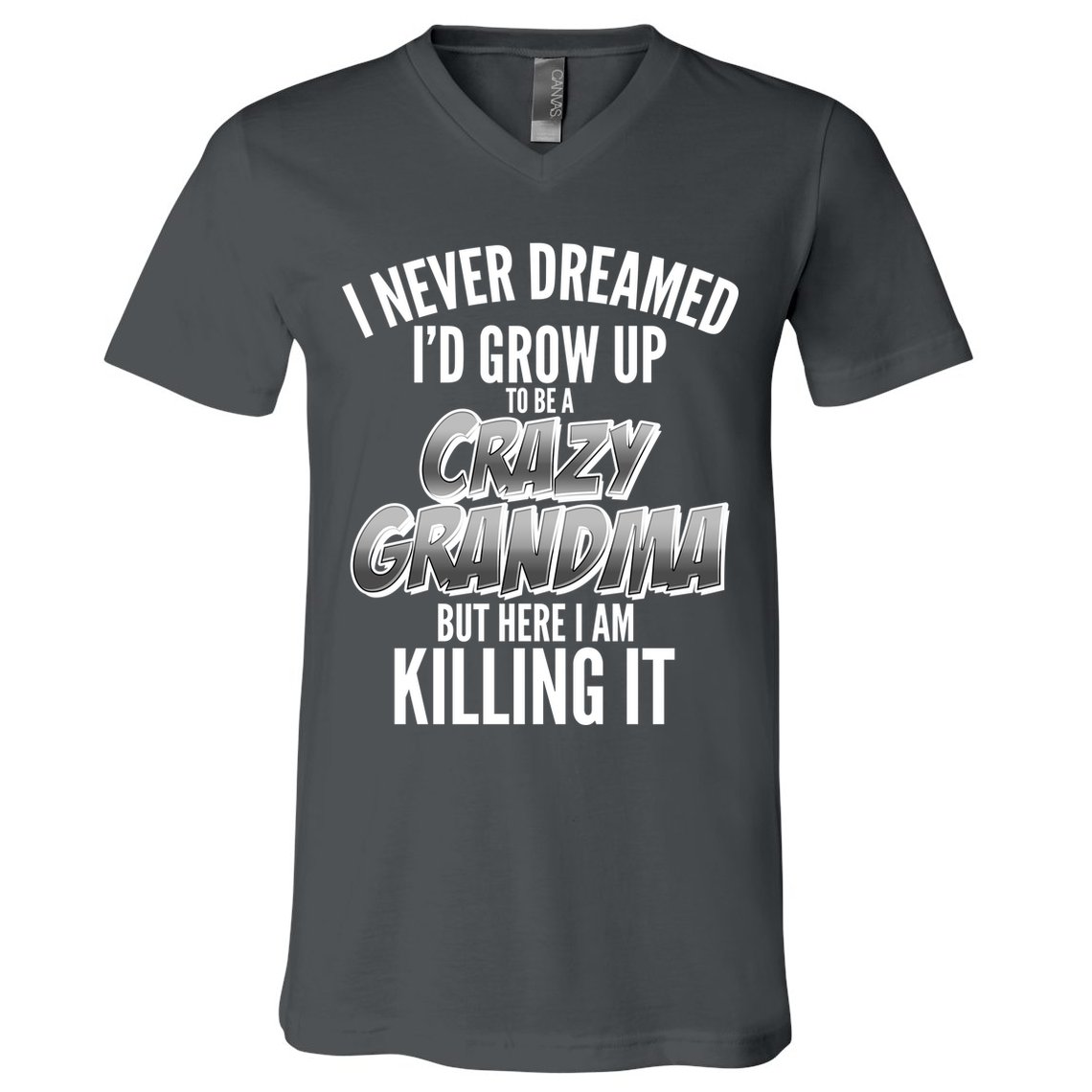 I Never Dreamed I'd Grow Up to be a Crazy Grandma V-Neck T-Shirt