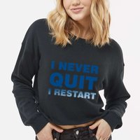 I Never Quit I Restart Gamer Cropped Pullover Crew