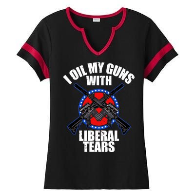 I Oil My Guns With Liberal tears Ladies Halftime Notch Neck Tee