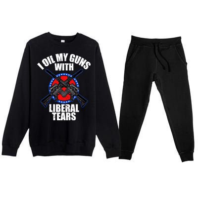 I Oil My Guns With Liberal tears Premium Crewneck Sweatsuit Set