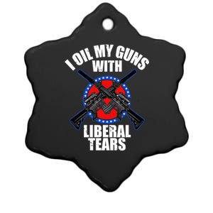 I Oil My Guns With Liberal tears Ceramic Star Ornament