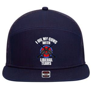 I Oil My Guns With Liberal tears 7 Panel Mesh Trucker Snapback Hat