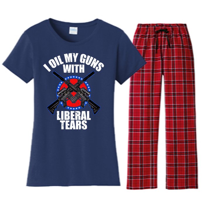 I Oil My Guns With Liberal tears Women's Flannel Pajama Set