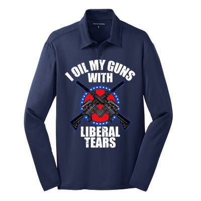 I Oil My Guns With Liberal tears Silk Touch Performance Long Sleeve Polo