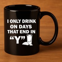 I only Drink On Days That End in Y 11oz C Handle Ceramic Mug