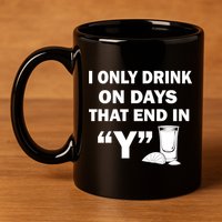 I only Drink On Days That End in Y 11oz C Handle Ceramic Mug