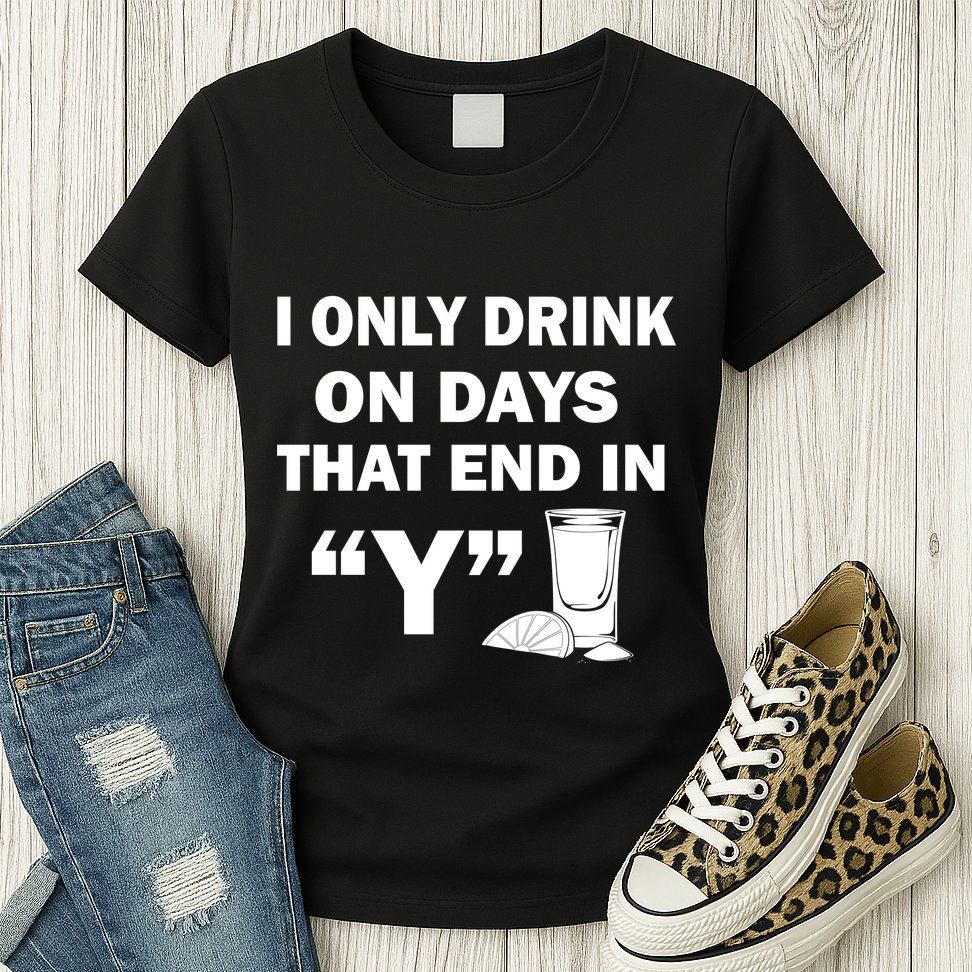 I only Drink On Days That End in Y Womens T-Shirt