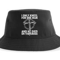 I Only Kneel For One Man And He Died On The Cross Sustainable Bucket Hat