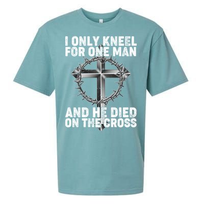 I Only Kneel For One Man And He Died On The Cross Sueded Cloud Jersey T-Shirt