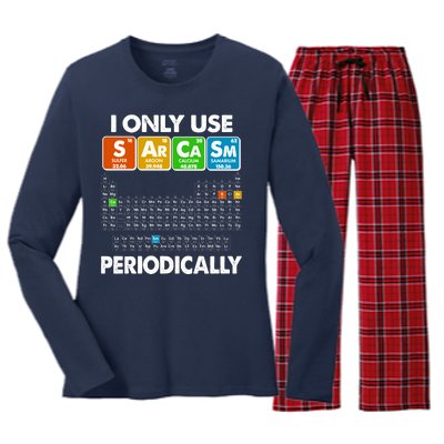 I Only Use SArCaSm Periodically Periodic Chart  Women's Long Sleeve Flannel Pajama Set 