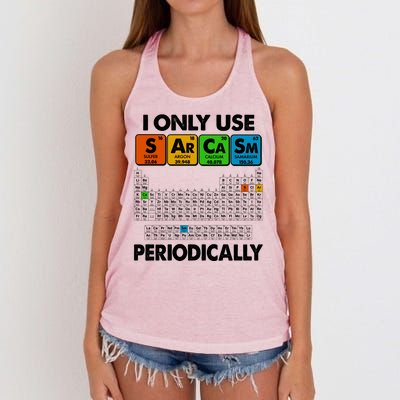 I Only Use SArCaSm Periodically Periodic Chart  Women's Knotted Racerback Tank