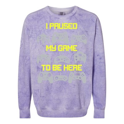 I Paused My Game To Be Here Funny Gamer Colorblast Crewneck Sweatshirt