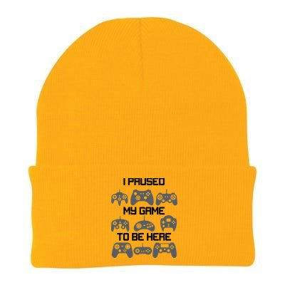 I Paused My Game To Be Here Funny Gamer Knit Cap Winter Beanie