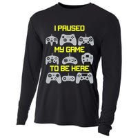 I Paused My Game To Be Here Funny Gamer Cooling Performance Long Sleeve Crew