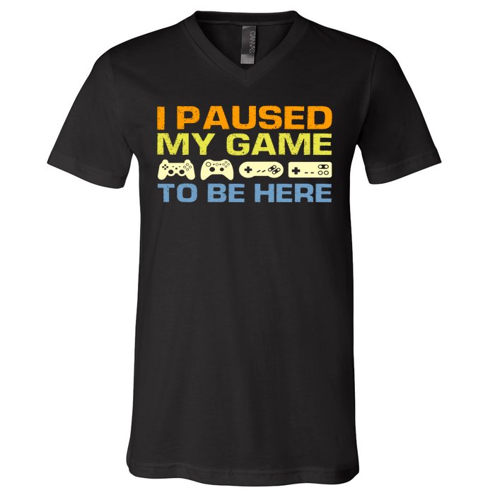 I Paused My Game To Be Here Retro Controllers V-Neck T-Shirt