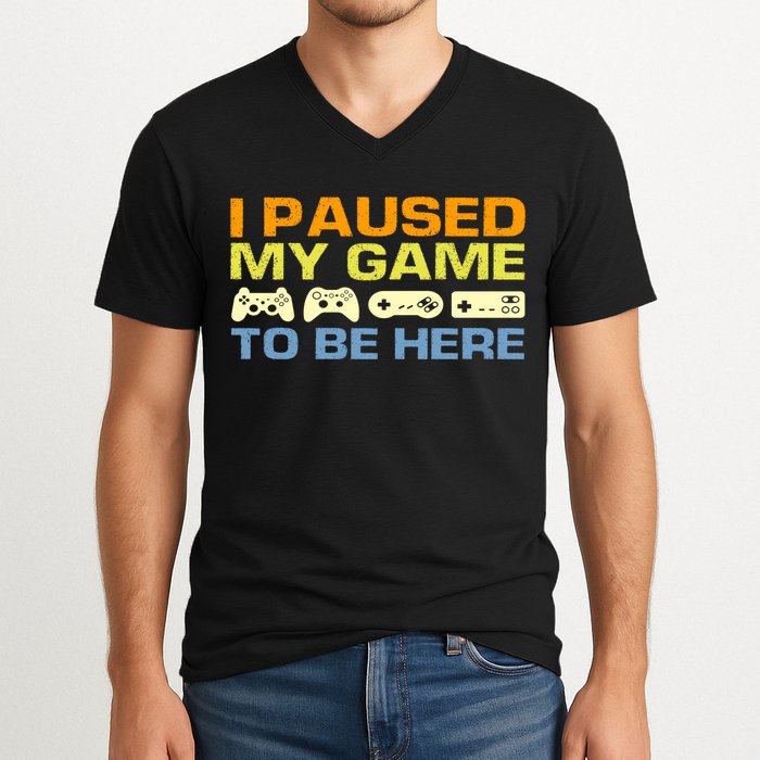 I Paused My Game To Be Here Retro Controllers V-Neck T-Shirt