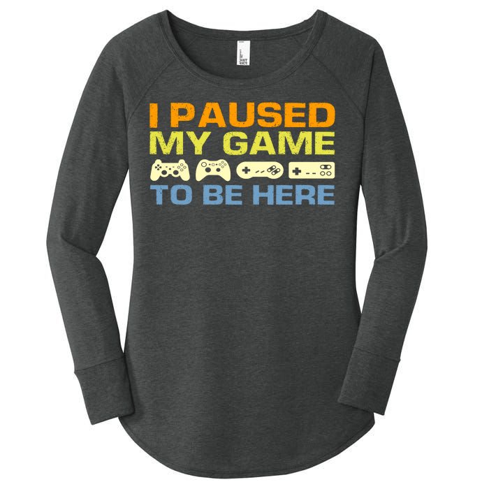 I Paused My Game To Be Here Retro Controllers Women's Perfect Tri Tunic Long Sleeve Shirt