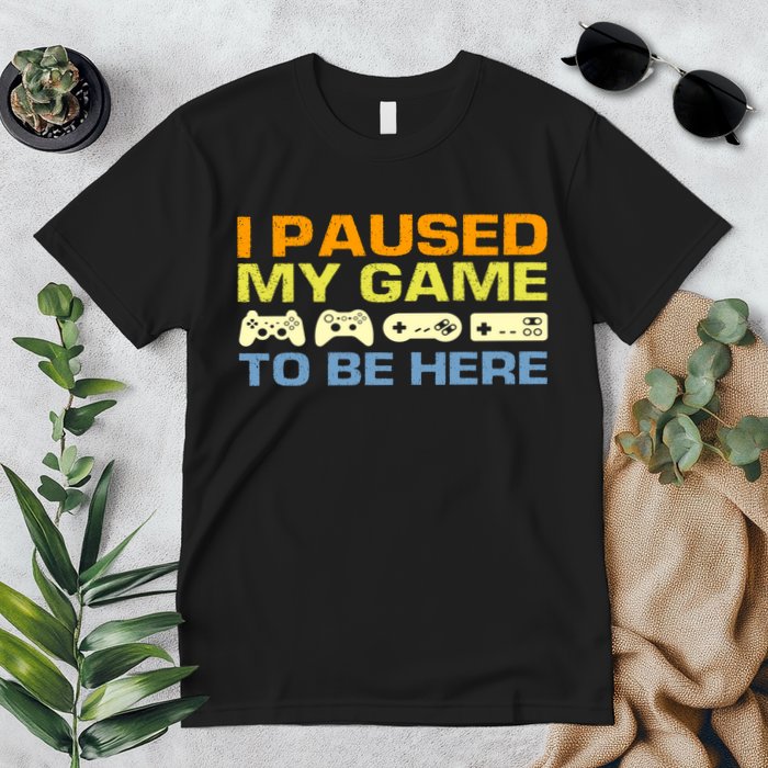 I Paused My Game To Be Here Retro Controllers Premium T-Shirt