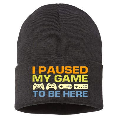 I Paused My Game To Be Here Retro Controllers Sustainable Knit Beanie