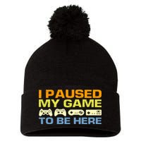 I Paused My Game To Be Here Retro Controllers Pom Pom 12in Knit Beanie
