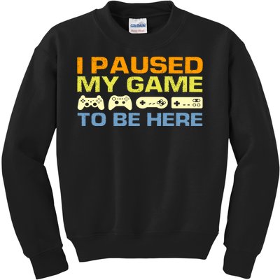 I Paused My Game To Be Here Retro Controllers Kids Sweatshirt