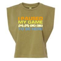 I Paused My Game To Be Here Retro Controllers Garment-Dyed Women's Muscle Tee