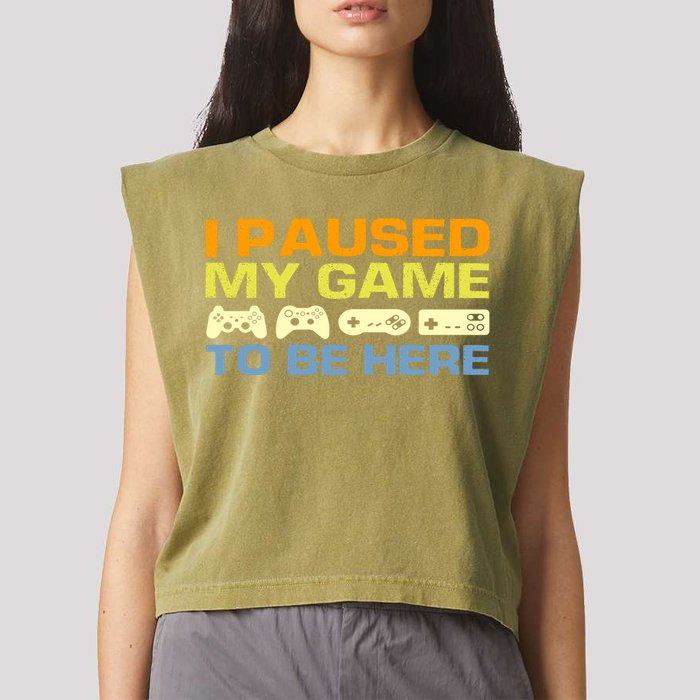 I Paused My Game To Be Here Retro Controllers Garment-Dyed Women's Muscle Tee