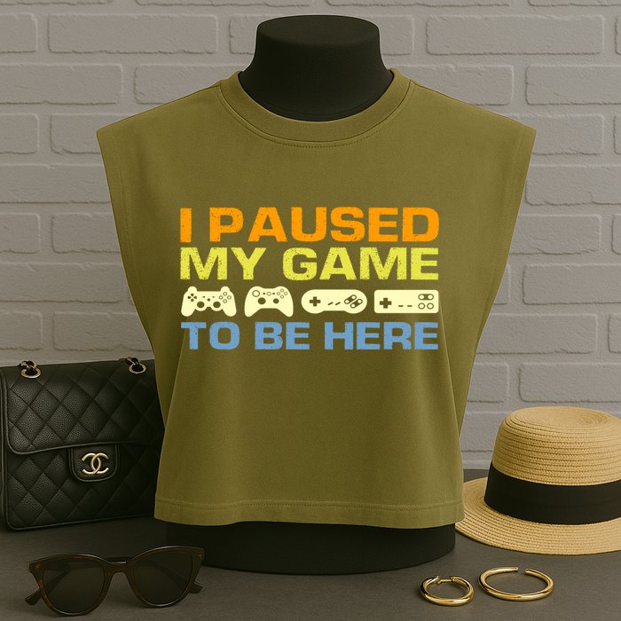 I Paused My Game To Be Here Retro Controllers Garment-Dyed Women's Muscle Tee