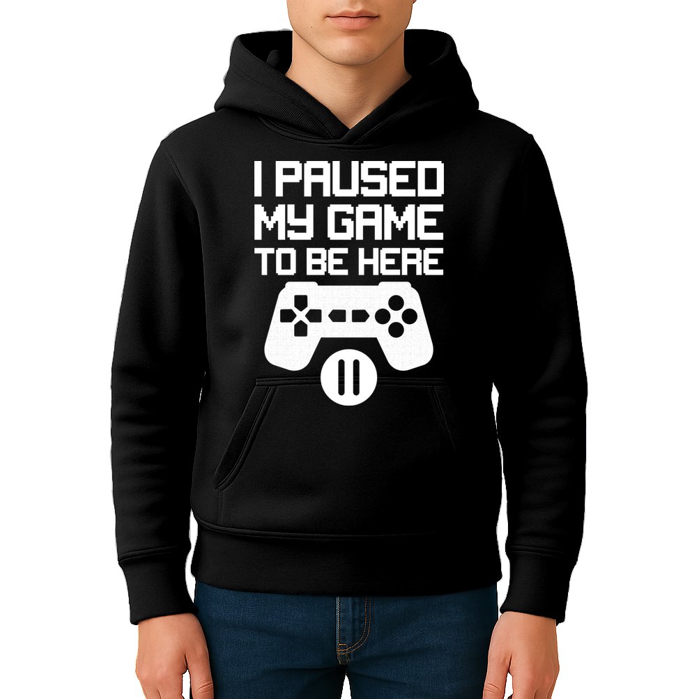 I Paused My Video Game To Be Here Kids Hoodie