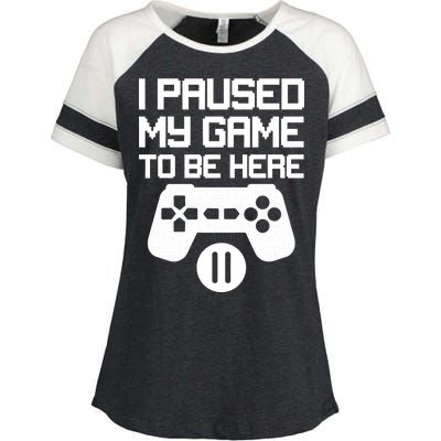 I Paused My Video Game To Be Here Enza Ladies Jersey Colorblock Tee