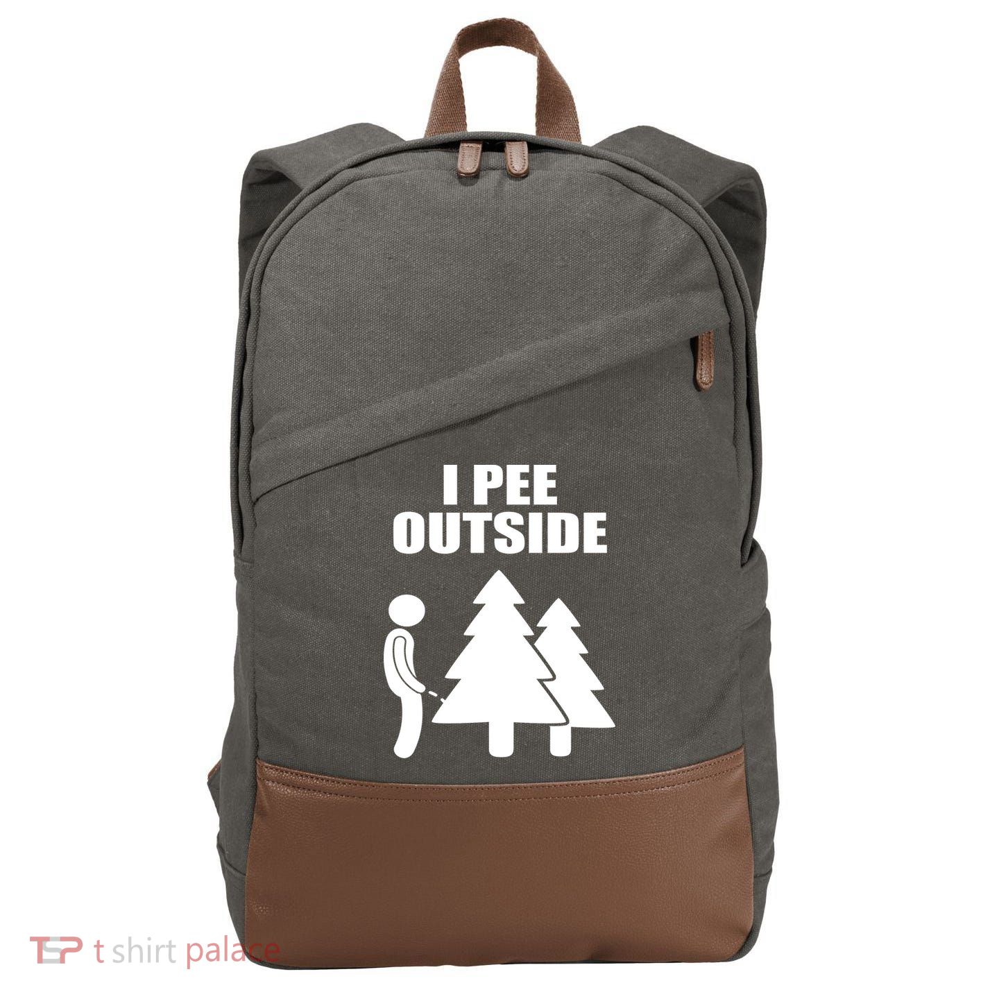 I Pee Outside Cotton Canvas Backpack