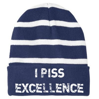 I Piss Excellence Striped Beanie with Solid Band