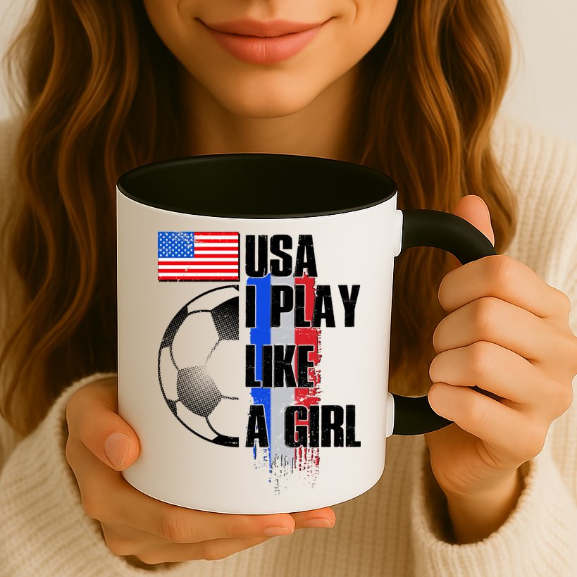 I Play Like A Girl USA Soccer Mug