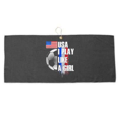 I Play Like A Girl USA Soccer Large Microfiber Waffle Golf Towel