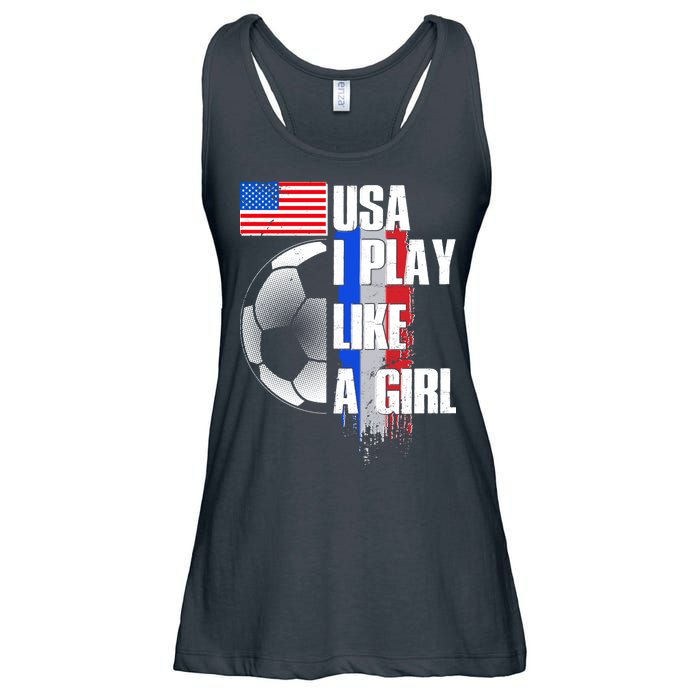 I Play Like A Girl USA Soccer Ladies Essential Flowy Tank