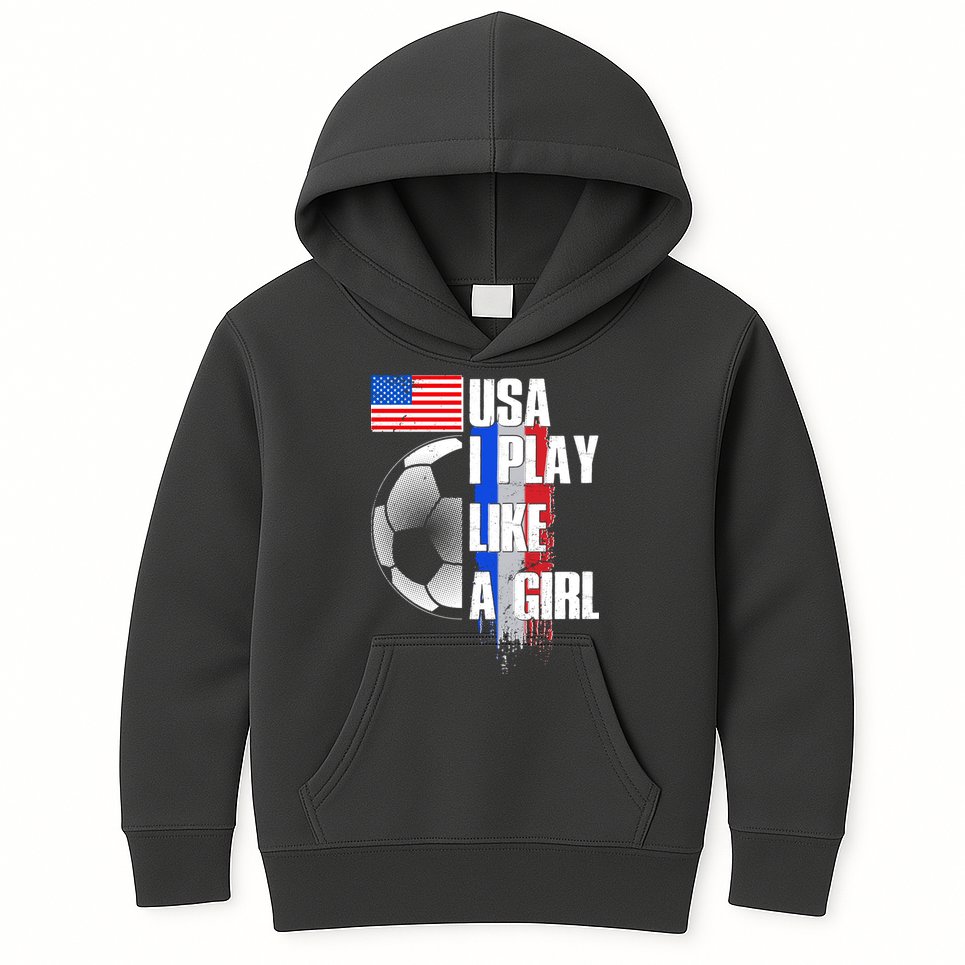 I Play Like A Girl USA Soccer Kids Hoodie