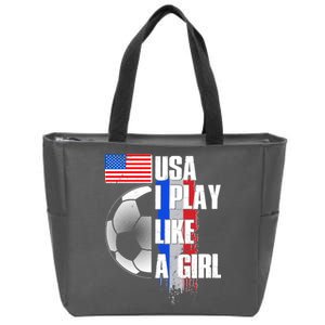 I Play Like A Girl USA Soccer Zip Tote Bag