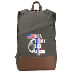 I Play Like A Girl USA Soccer Cotton Canvas Backpack