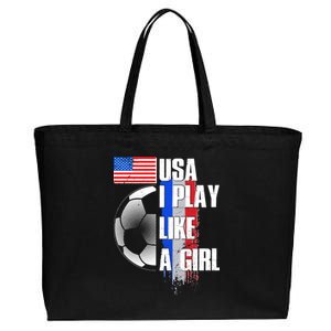 I Play Like A Girl USA Soccer Cotton Canvas Jumbo Tote