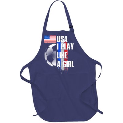 I Play Like A Girl USA Soccer Full-Length Apron With Pockets