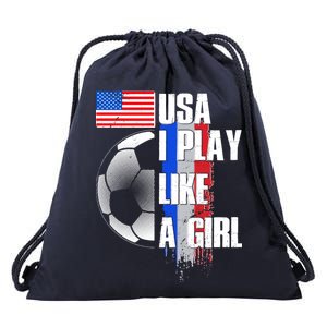 I Play Like A Girl USA Soccer Drawstring Bag