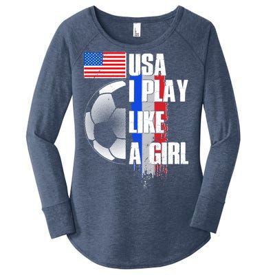 I Play Like A Girl USA Soccer Women's Perfect Tri Tunic Long Sleeve Shirt