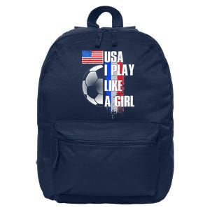 I Play Like A Girl USA Soccer 16 in Basic Backpack