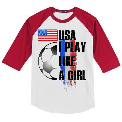 I Play Like A Girl USA Soccer Kids Colorblock Raglan Jersey