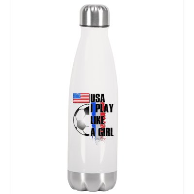 I Play Like A Girl USA Soccer Stainless Steel Insulated Water Bottle