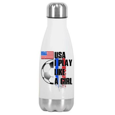 I Play Like A Girl USA Soccer Stainless Steel Insulated Water Bottle